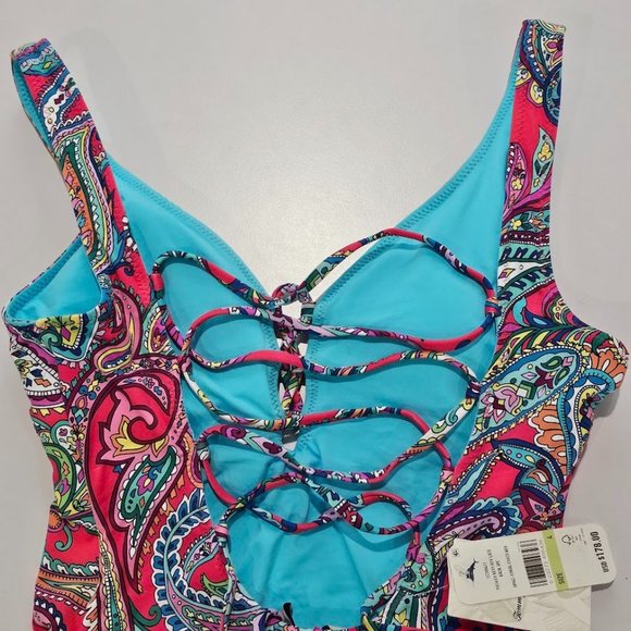 Tommy Bahama Reversible Lace-up One-Piece Swimsuit Size 4 - Picture 8 of 12